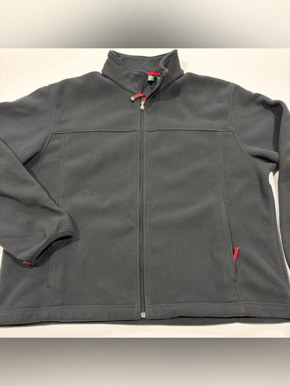 L.L.Bean Fleece Jacket Mens XL Regular Black Full Zip Mock Neck Outdoor